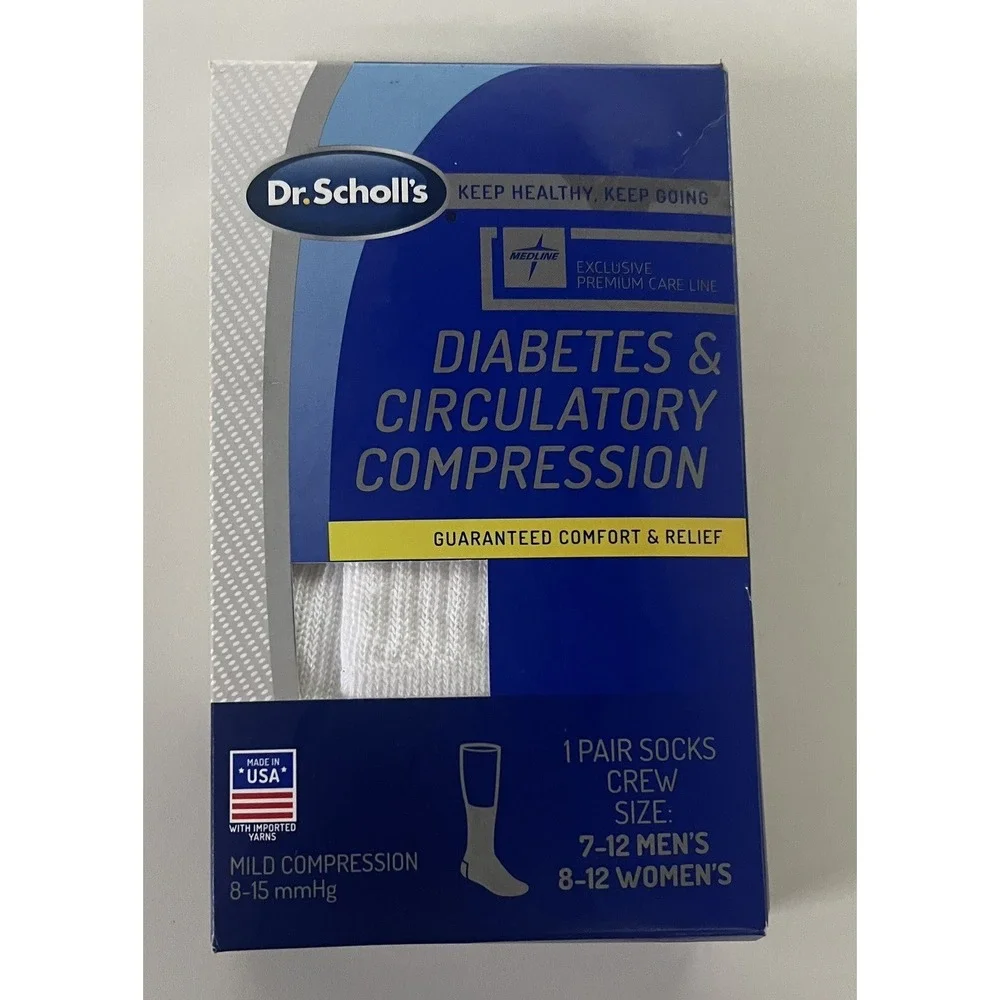 New Dr Scholls Men's /Womens Crew Length‎ Diabetes and Circulatory Socks 1 Pair